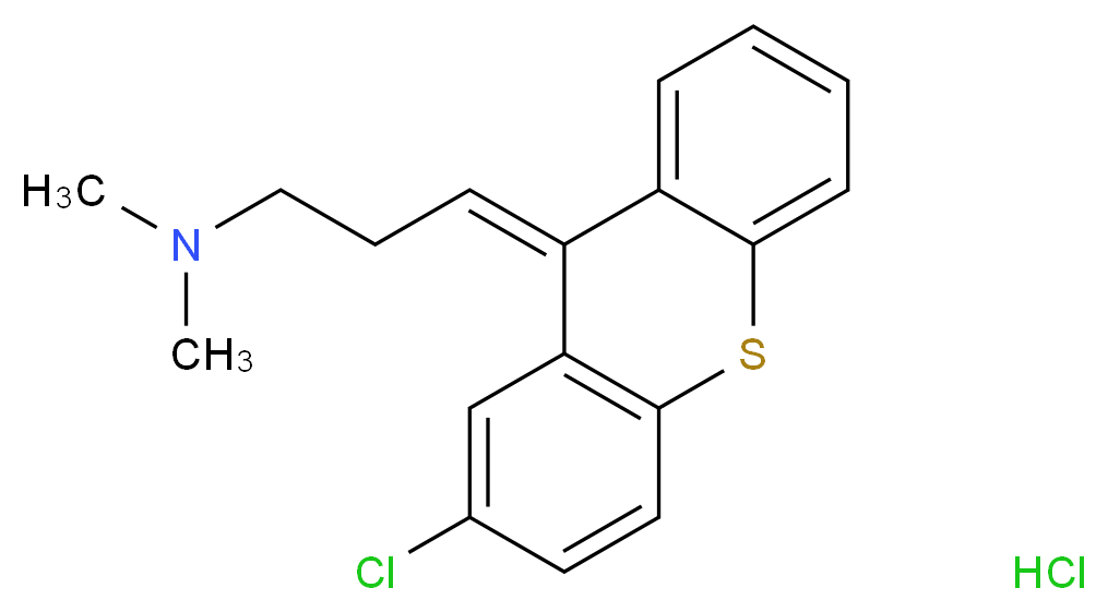 {3-[(9Z)-2-chloro-9H-thioxanthen-9-ylidene]propyl}dimethylamine hydrochloride_分子结构_CAS_6469-93-8