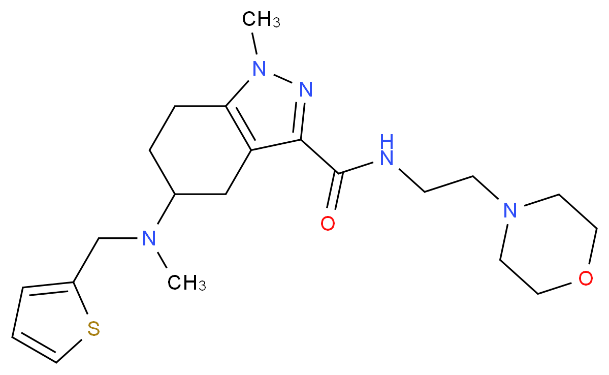 1-methyl-5-[methyl(2-thienylmethyl)amino]-N-[2-(4-morpholinyl)ethyl]-4,5,6,7-tetrahydro-1H-indazole-3-carboxamide_分子结构_CAS_)