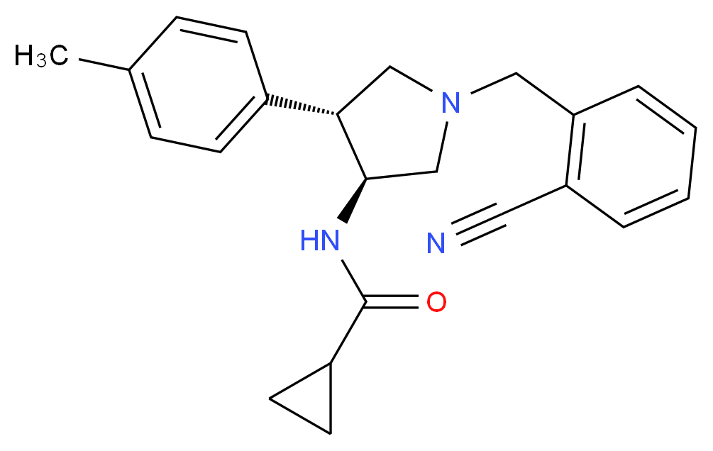 N-[(3S*,4R*)-1-(2-cyanobenzyl)-4-(4-methylphenyl)-3-pyrrolidinyl]cyclopropanecarboxamide_分子结构_CAS_)