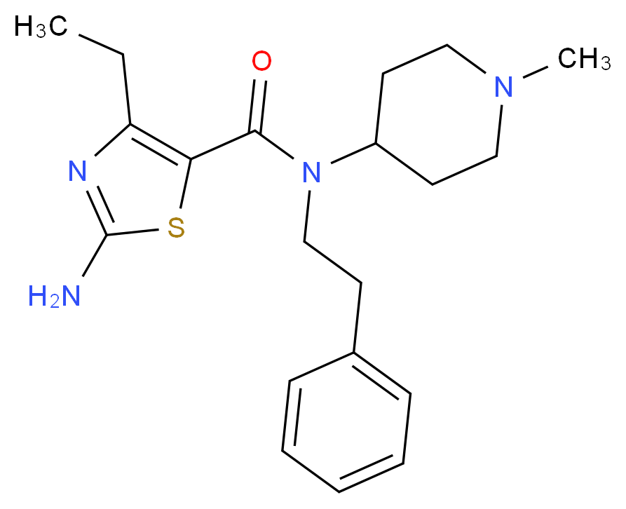 2-amino-4-ethyl-N-(1-methyl-4-piperidinyl)-N-(2-phenylethyl)-1,3-thiazole-5-carboxamide_分子结构_CAS_)