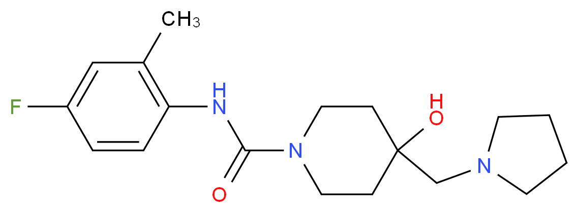 N-(4-fluoro-2-methylphenyl)-4-hydroxy-4-(pyrrolidin-1-ylmethyl)piperidine-1-carboxamide_分子结构_CAS_)