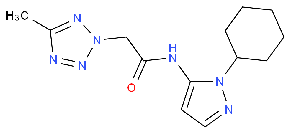N-(1-cyclohexyl-1H-pyrazol-5-yl)-2-(5-methyl-2H-tetrazol-2-yl)acetamide_分子结构_CAS_)