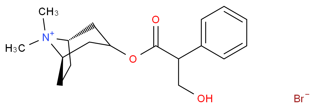 (1R,5S)-3-[(3-hydroxy-2-phenylpropanoyl)oxy]-8,8-dimethyl-8-azabicyclo[3.2.1]octan-8-ium bromide_分子结构_CAS_2870-71-5