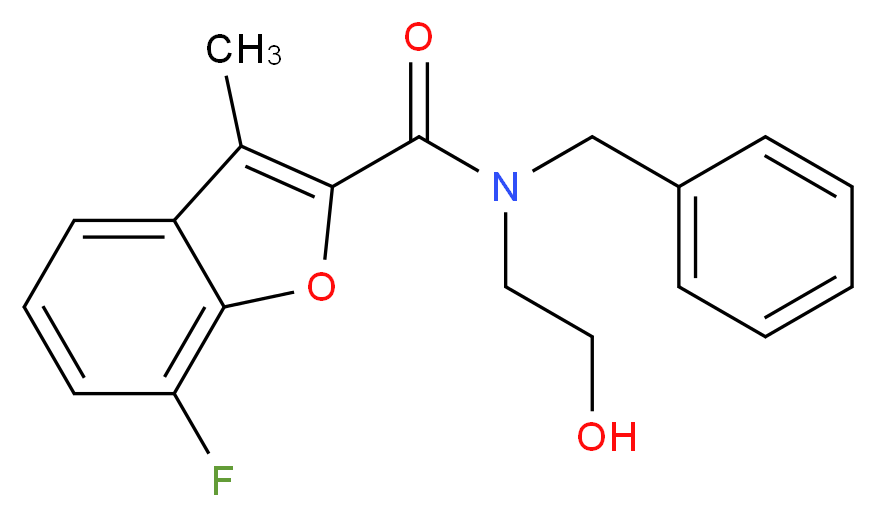 N-benzyl-7-fluoro-N-(2-hydroxyethyl)-3-methyl-1-benzofuran-2-carboxamide_分子结构_CAS_)