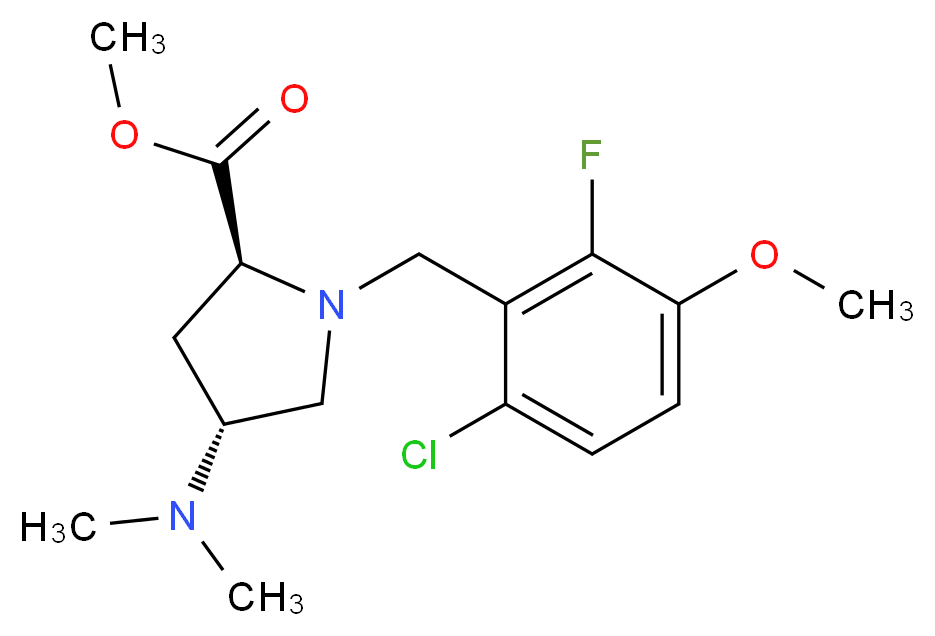 methyl (2S,4R)-1-(6-chloro-2-fluoro-3-methoxybenzyl)-4-(dimethylamino)pyrrolidine-2-carboxylate_分子结构_CAS_)
