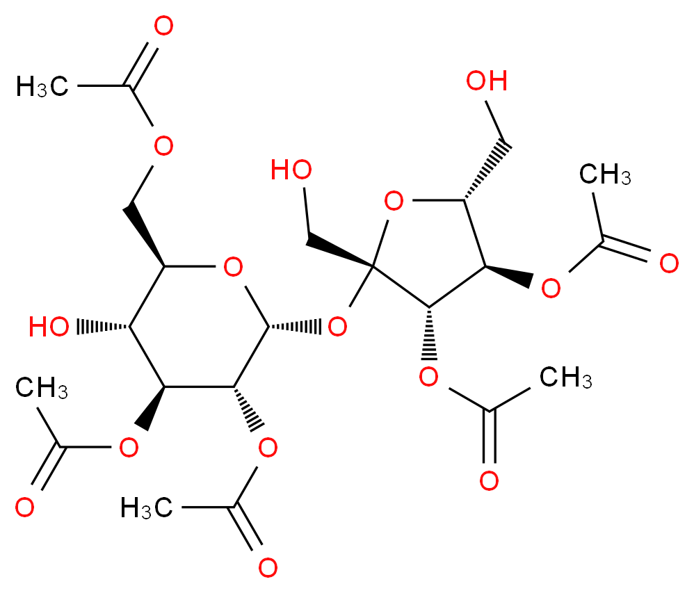 [(2R,3R,4S,5R,6R)-4,5-bis(acetyloxy)-6-{[(2S,3S,4R,5R)-3,4-bis(acetyloxy)-2,5-bis(hydroxymethyl)oxolan-2-yl]oxy}-3-hydroxyoxan-2-yl]methyl acetate_分子结构_CAS_35867-25-5