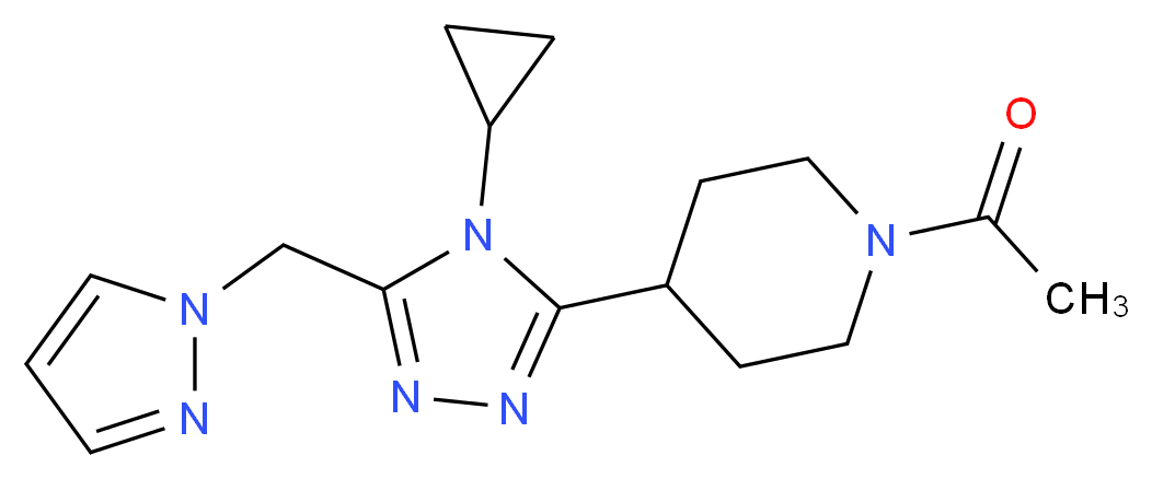 1-acetyl-4-[4-cyclopropyl-5-(1H-pyrazol-1-ylmethyl)-4H-1,2,4-triazol-3-yl]piperidine_分子结构_CAS_)
