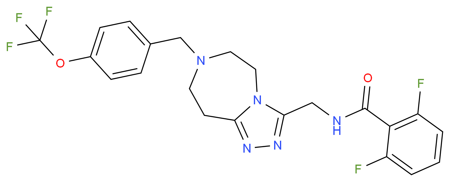 2,6-difluoro-N-({7-[4-(trifluoromethoxy)benzyl]-6,7,8,9-tetrahydro-5H-[1,2,4]triazolo[4,3-d][1,4]diazepin-3-yl}methyl)benzamide_分子结构_CAS_)