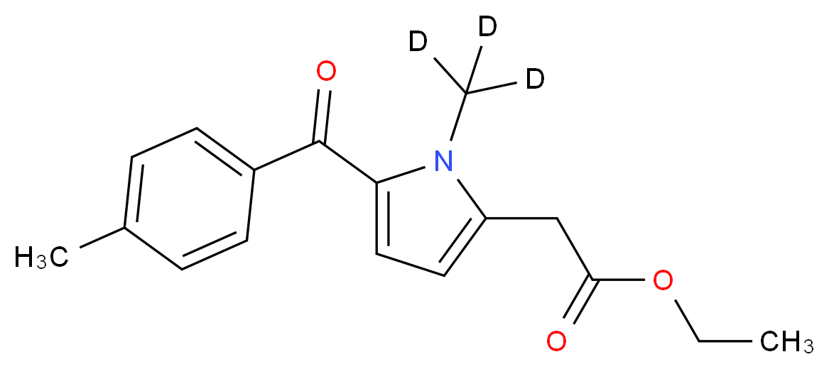 ethyl 2-[1-(<sup>2</sup>H<sub>3</sub>)methyl-5-(4-methylbenzoyl)-1H-pyrrol-2-yl]acetate_分子结构_CAS_1215579-60-4