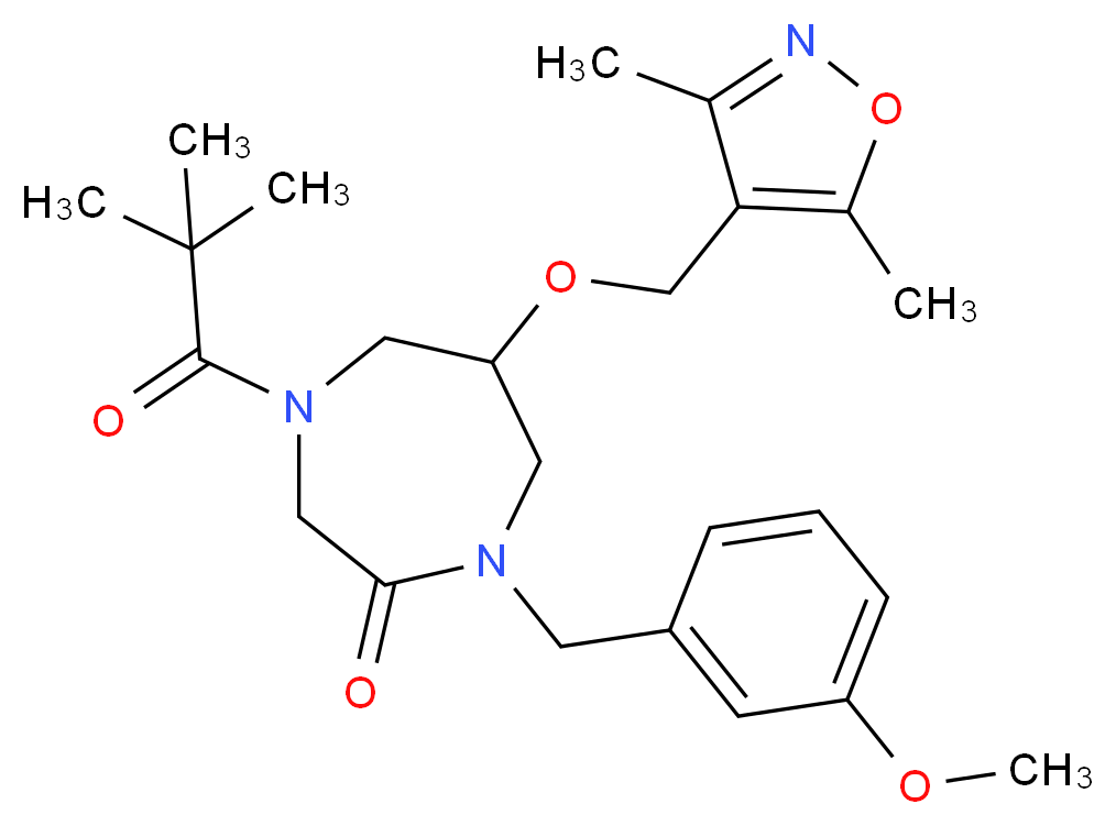 6-[(3,5-dimethyl-4-isoxazolyl)methoxy]-4-(2,2-dimethylpropanoyl)-1-(3-methoxybenzyl)-1,4-diazepan-2-one_分子结构_CAS_)