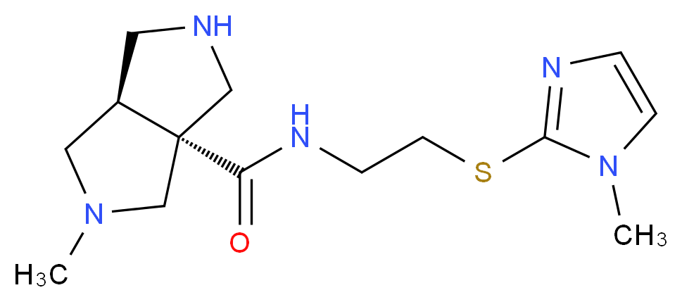 (3aR*,6aR*)-2-methyl-N-{2-[(1-methyl-1H-imidazol-2-yl)thio]ethyl}hexahydropyrrolo[3,4-c]pyrrole-3a(1H)-carboxamide_分子结构_CAS_)