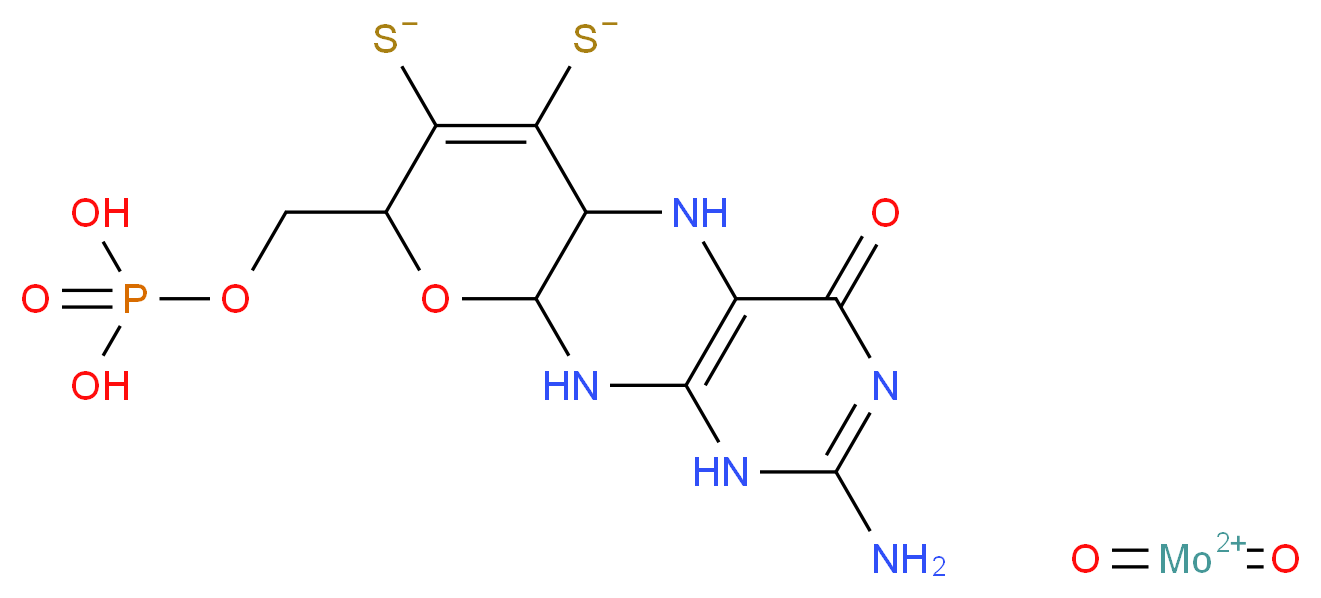 dioxomolybdenumbis(ylium); {2-amino-4-oxo-8-[(phosphonooxy)methyl]-7-sulfanidyl-1H,4H,5H,5aH,8H,9aH,10H-pyrano[3,2-g]pteridin-6-yl}sulfanide_分子结构_CAS_872689-63-9
