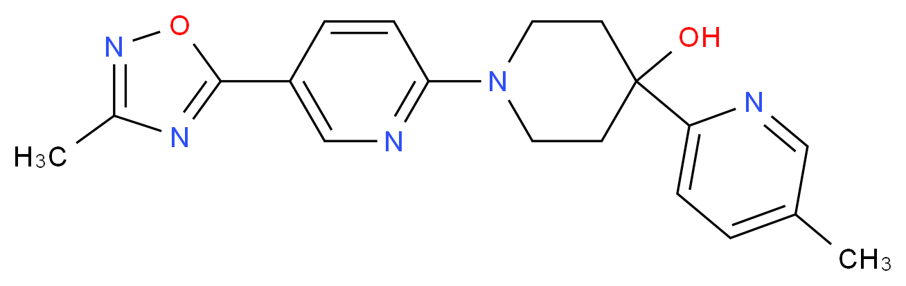 1-[5-(3-methyl-1,2,4-oxadiazol-5-yl)pyridin-2-yl]-4-(5-methylpyridin-2-yl)piperidin-4-ol_分子结构_CAS_)