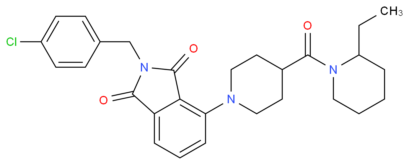 2-(4-chlorobenzyl)-4-{4-[(2-ethyl-1-piperidinyl)carbonyl]-1-piperidinyl}-1H-isoindole-1,3(2H)-dione_分子结构_CAS_)