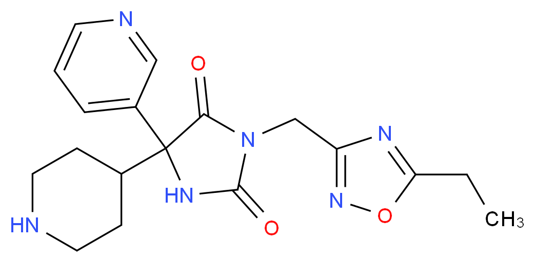 3-[(5-ethyl-1,2,4-oxadiazol-3-yl)methyl]-5-piperidin-4-yl-5-pyridin-3-ylimidazolidine-2,4-dione_分子结构_CAS_)