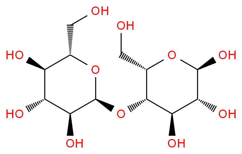 (2S,3R,4R,5S,6S)-2-(hydroxymethyl)-6-{[(2S,3S,4R,5R,6R)-4,5,6-trihydroxy-2-(hydroxymethyl)oxan-3-yl]oxy}oxane-3,4,5-triol_分子结构_CAS_16462-44-5