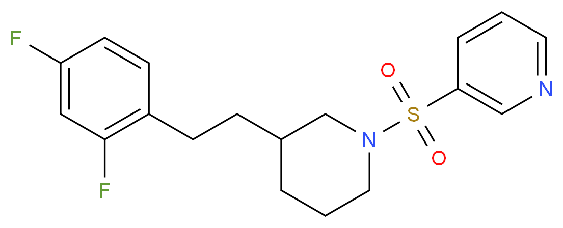3-({3-[2-(2,4-difluorophenyl)ethyl]-1-piperidinyl}sulfonyl)pyridine_分子结构_CAS_)