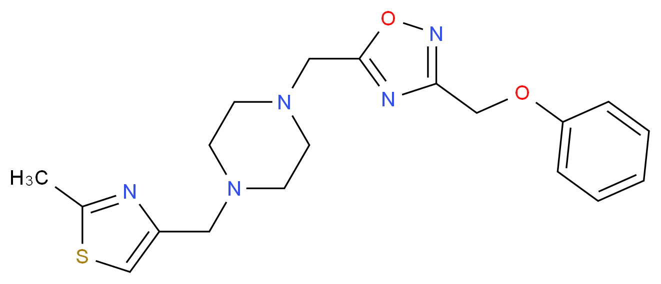 1-[(2-methyl-1,3-thiazol-4-yl)methyl]-4-{[3-(phenoxymethyl)-1,2,4-oxadiazol-5-yl]methyl}piperazine_分子结构_CAS_)