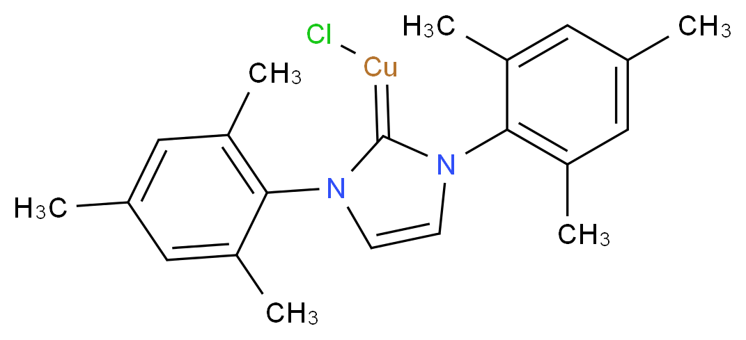 [1,3-bis(2,4,6-trimethylphenyl)-2,3-dihydro-1H-imidazol-2-ylidene](chloro)copper_分子结构_CAS_873779-78-3