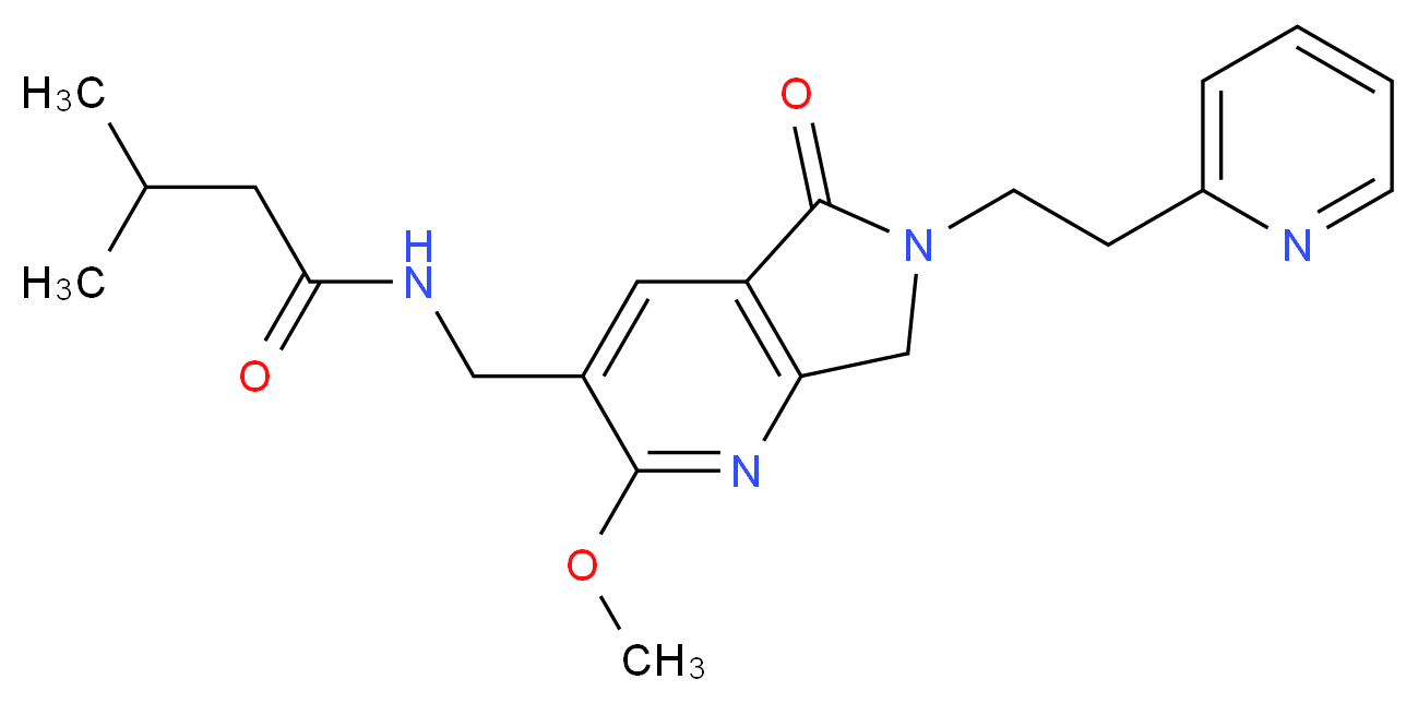 N-{[2-methoxy-5-oxo-6-(2-pyridin-2-ylethyl)-6,7-dihydro-5H-pyrrolo[3,4-b]pyridin-3-yl]methyl}-3-methylbutanamide_分子结构_CAS_)
