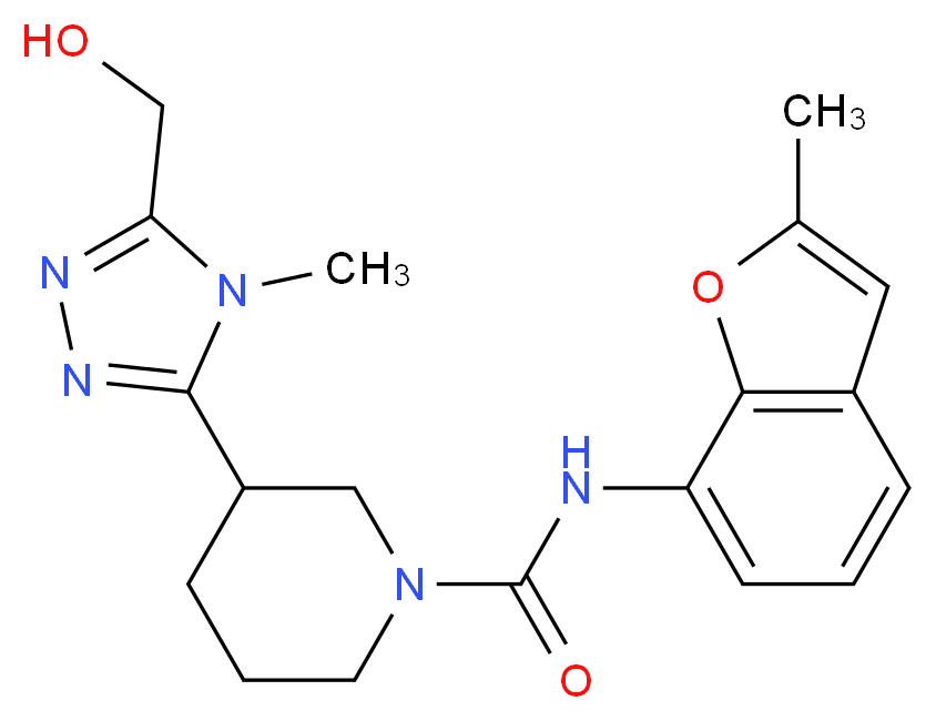 3-[5-(hydroxymethyl)-4-methyl-4H-1,2,4-triazol-3-yl]-N-(2-methyl-1-benzofuran-7-yl)piperidine-1-carboxamide_分子结构_CAS_)