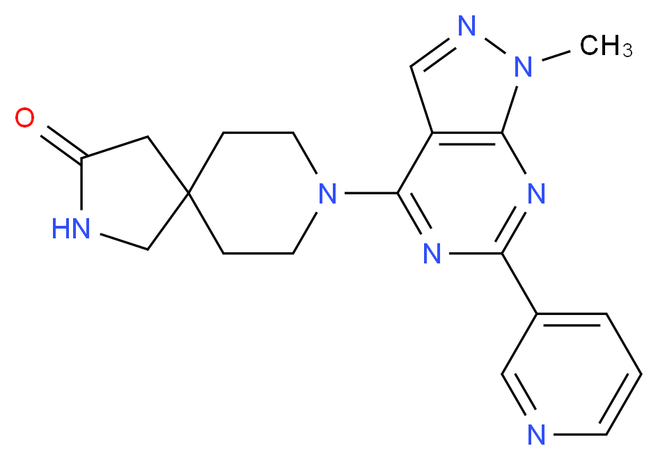 8-[1-methyl-6-(3-pyridinyl)-1H-pyrazolo[3,4-d]pyrimidin-4-yl]-2,8-diazaspiro[4.5]decan-3-one_分子结构_CAS_)