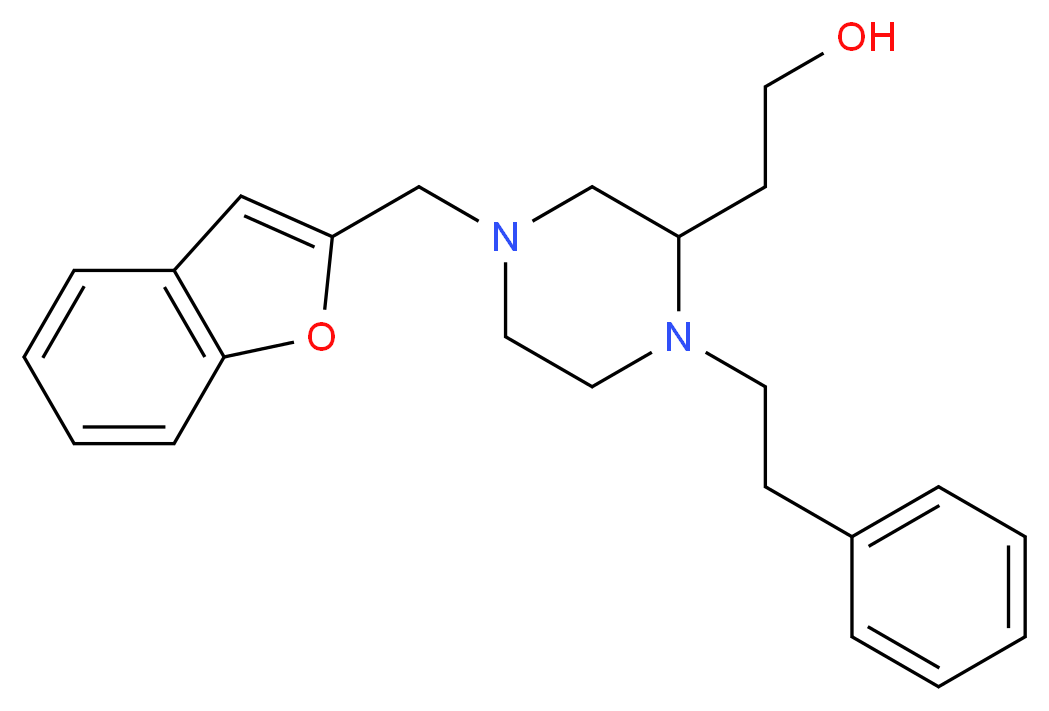 2-[4-(1-benzofuran-2-ylmethyl)-1-(2-phenylethyl)-2-piperazinyl]ethanol_分子结构_CAS_)