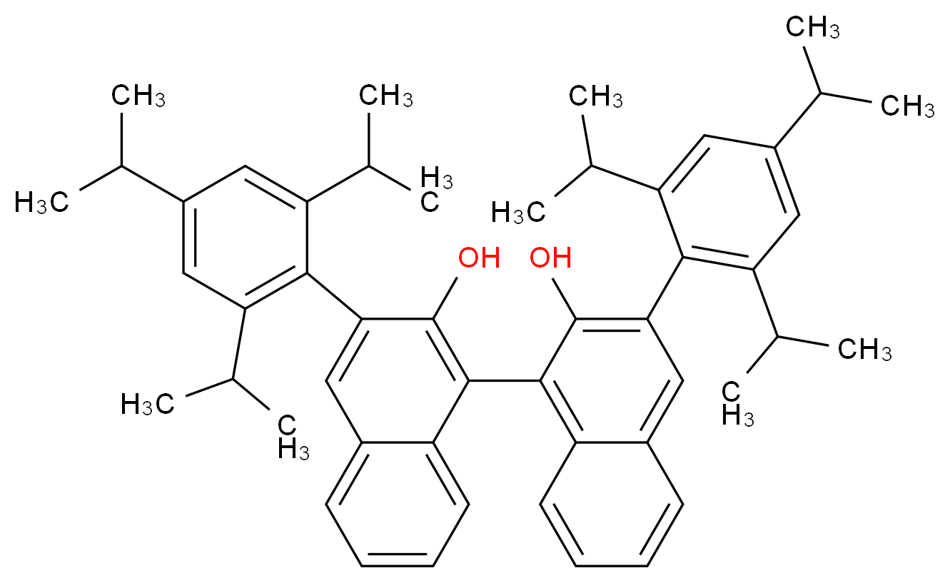 1-{2-hydroxy-3-[2,4,6-tris(propan-2-yl)phenyl]naphthalen-1-yl}-3-[2,4,6-tris(propan-2-yl)phenyl]naphthalen-2-ol_分子结构_CAS_908338-44-3