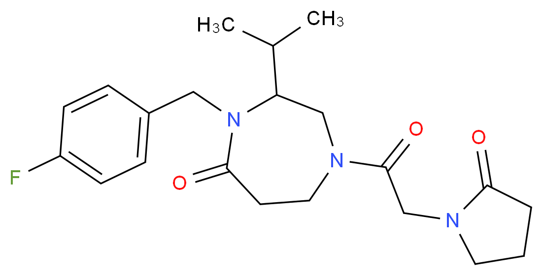 4-(4-fluorobenzyl)-3-isopropyl-1-[(2-oxopyrrolidin-1-yl)acetyl]-1,4-diazepan-5-one_分子结构_CAS_)