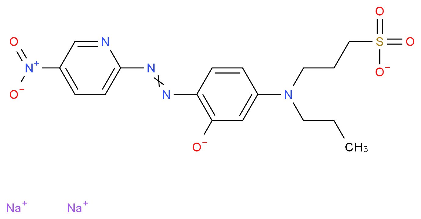 2-(5-硝基-2-吡啶偶氮)-5-(N-丙基-N-磺丙氨基)苯酚 二钠盐_分子结构_CAS_115408-94-1)