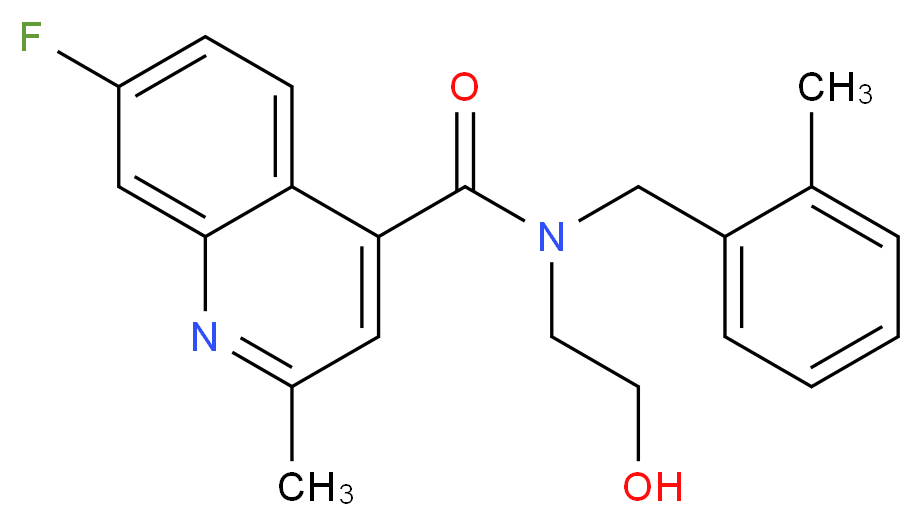 7-fluoro-N-(2-hydroxyethyl)-2-methyl-N-(2-methylbenzyl)-4-quinolinecarboxamide_分子结构_CAS_)