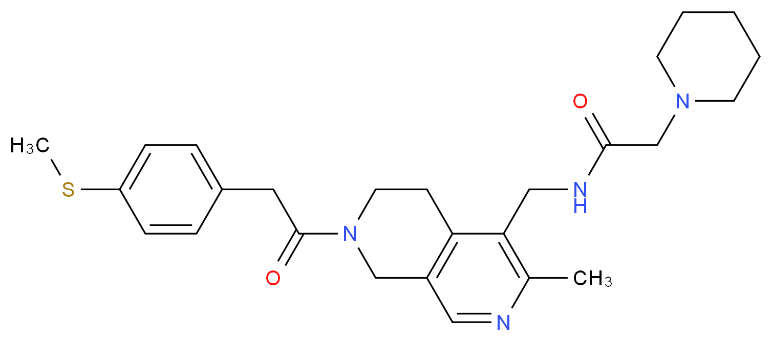 N-[(3-methyl-7-{[4-(methylthio)phenyl]acetyl}-5,6,7,8-tetrahydro-2,7-naphthyridin-4-yl)methyl]-2-(1-piperidinyl)acetamide_分子结构_CAS_)