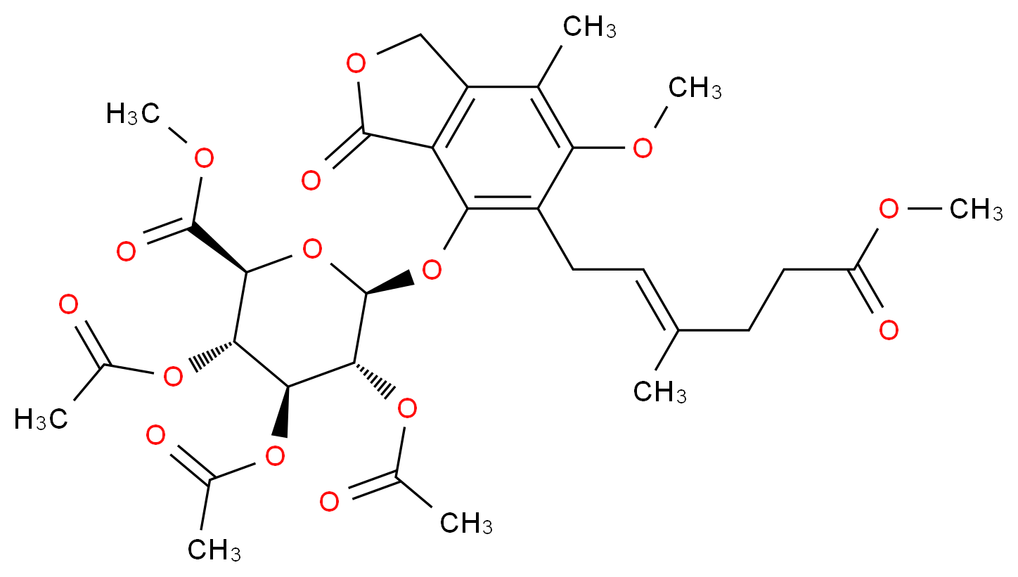 Mycophenolic Acid Methyl Ester 6-(Tri-O-acetyl-β-D-glucuronic Acid Methyl Ester)_分子结构_CAS_)