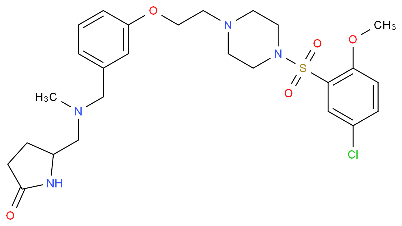 5-{[[3-(2-{4-[(5-chloro-2-methoxyphenyl)sulfonyl]-1-piperazinyl}ethoxy)benzyl](methyl)amino]methyl}-2-pyrrolidinone_分子结构_CAS_)