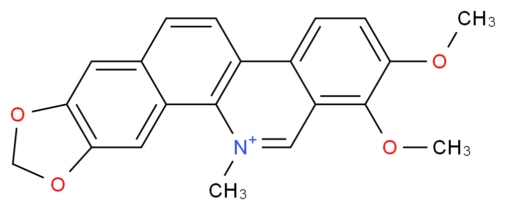 17,18-dimethoxy-21-methyl-5,7-dioxa-21-azapentacyclo[11.8.0.0<sup>2</sup>,<sup>1</sup><sup>0</sup>.0<sup>4</sup>,<sup>8</sup>.0<sup>1</sup><sup>4</sup>,<sup>1</sup><sup>9</sup>]henicosa-1(13),2,4(8),9,11,14,16,18,20-nonaen-21-ium_分子结构_CAS_34316-15-9