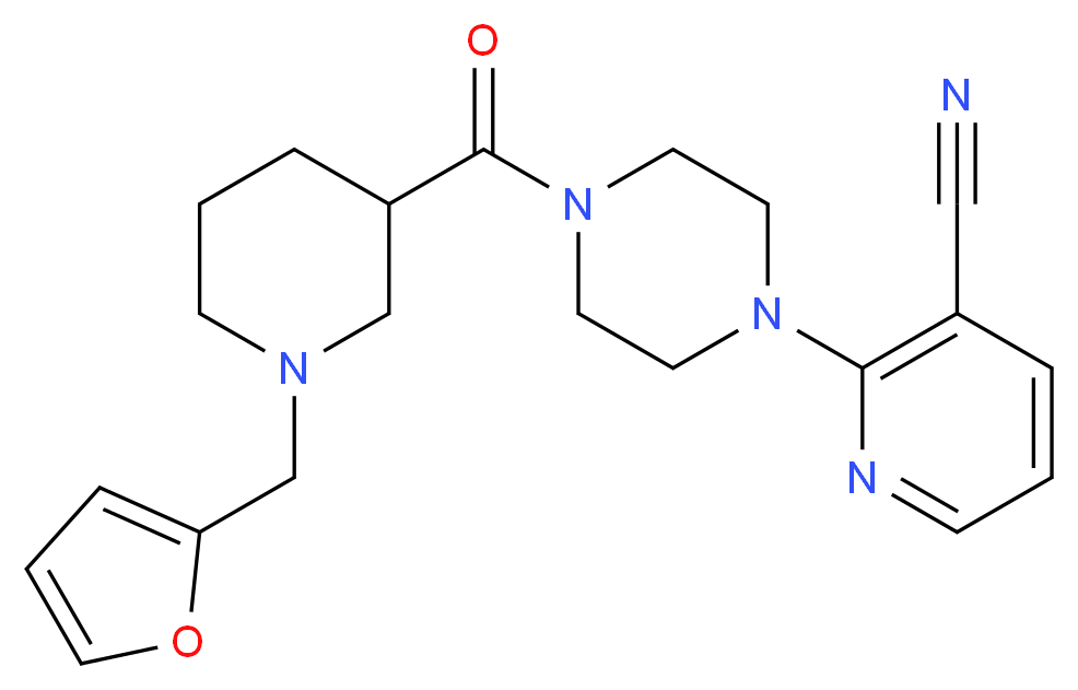 2-(4-{[1-(2-furylmethyl)piperidin-3-yl]carbonyl}piperazin-1-yl)nicotinonitrile_分子结构_CAS_)