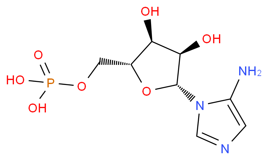 {[(2R,3S,4R,5R)-5-(5-amino-1H-imidazol-1-yl)-3,4-dihydroxyoxolan-2-yl]methoxy}phosphonic acid_分子结构_CAS_25635-88-5