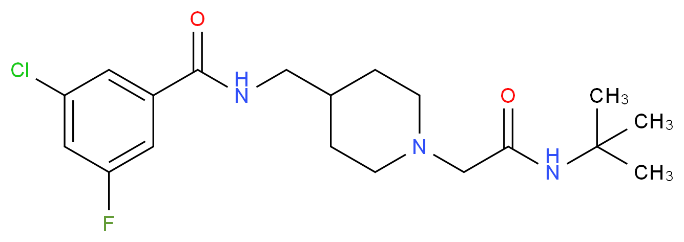 N-((1-(2-(tert-Butylamino)-2-oxoethyl)piperidin-4-yl)methyl)-3-chloro-5-fluorobenzamide_分子结构_CAS_1199236-64-0)