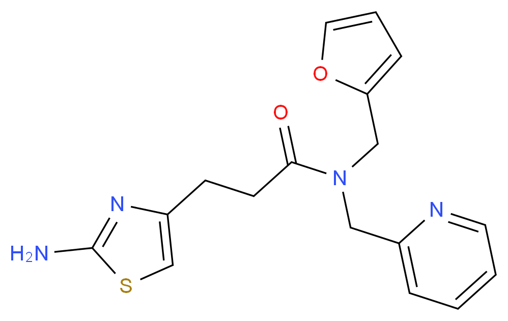3-(2-amino-1,3-thiazol-4-yl)-N-(2-furylmethyl)-N-(pyridin-2-ylmethyl)propanamide_分子结构_CAS_)