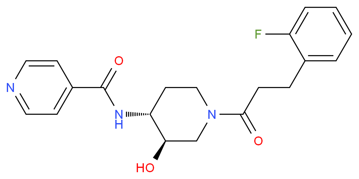 N-{(3R*,4R*)-1-[3-(2-fluorophenyl)propanoyl]-3-hydroxypiperidin-4-yl}isonicotinamide_分子结构_CAS_)