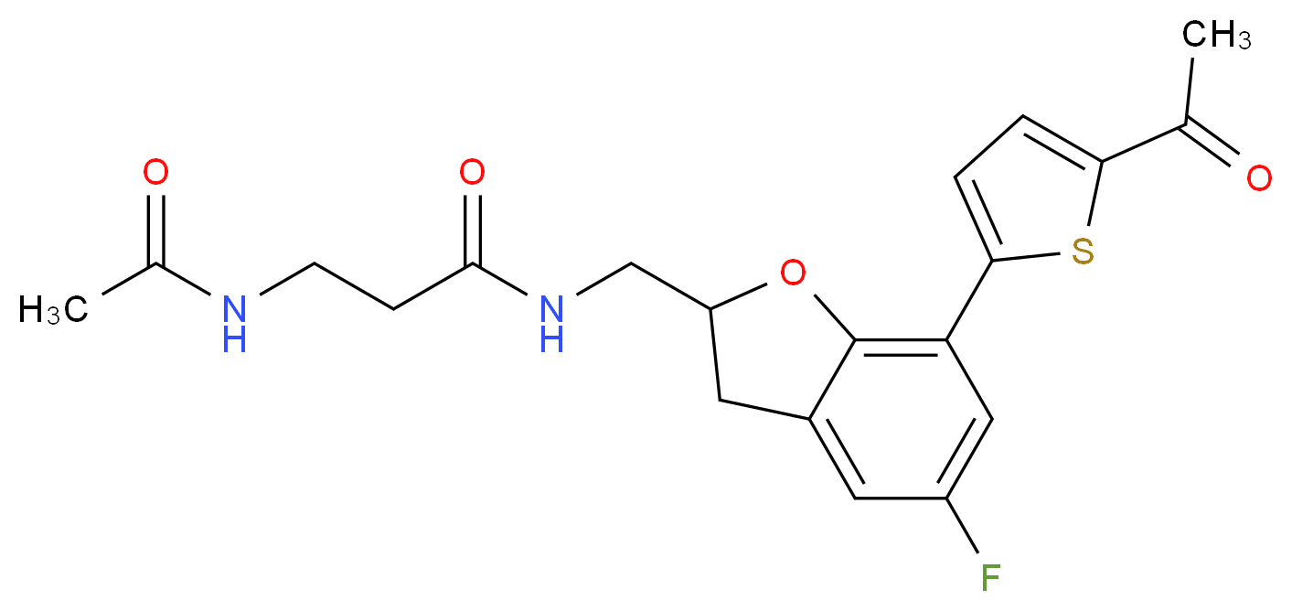 N~3~-acetyl-N~1~-{[7-(5-acetyl-2-thienyl)-5-fluoro-2,3-dihydro-1-benzofuran-2-yl]methyl}-beta-alaninamide_分子结构_CAS_)