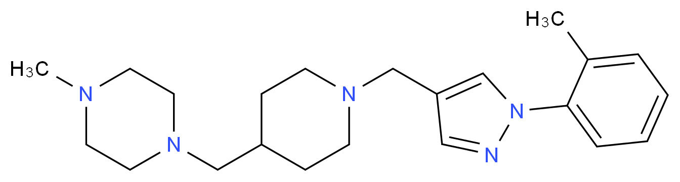 1-methyl-4-[(1-{[1-(2-methylphenyl)-1H-pyrazol-4-yl]methyl}piperidin-4-yl)methyl]piperazine_分子结构_CAS_)