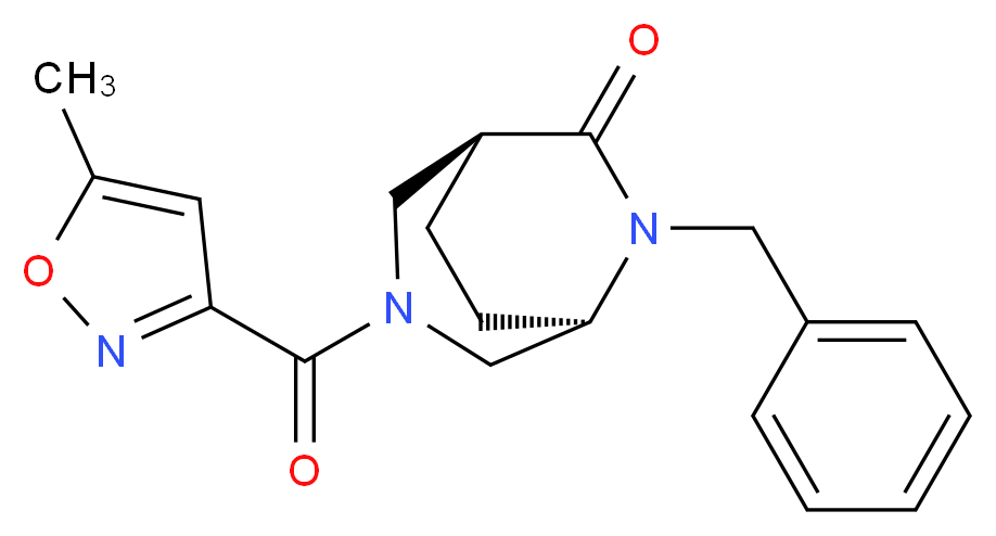(1S*,5R*)-6-benzyl-3-[(5-methyl-3-isoxazolyl)carbonyl]-3,6-diazabicyclo[3.2.2]nonan-7-one_分子结构_CAS_)
