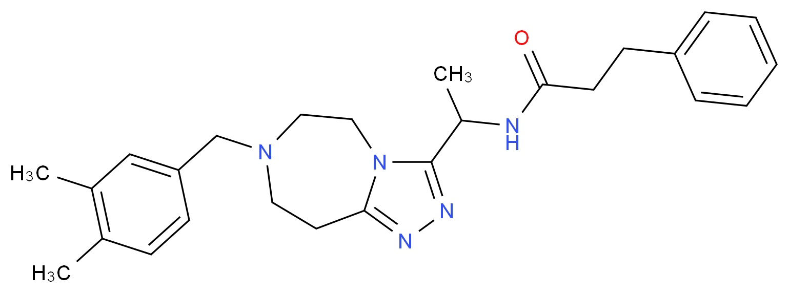 N-{1-[7-(3,4-dimethylbenzyl)-6,7,8,9-tetrahydro-5H-[1,2,4]triazolo[4,3-d][1,4]diazepin-3-yl]ethyl}-3-phenylpropanamide_分子结构_CAS_)
