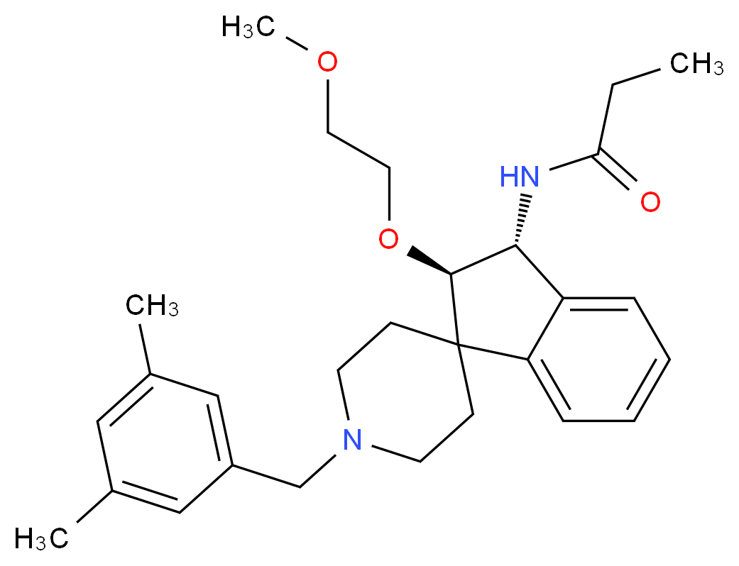 N-[(2R*,3R*)-1'-(3,5-dimethylbenzyl)-2-(2-methoxyethoxy)-2,3-dihydrospiro[indene-1,4'-piperidin]-3-yl]propanamide_分子结构_CAS_)