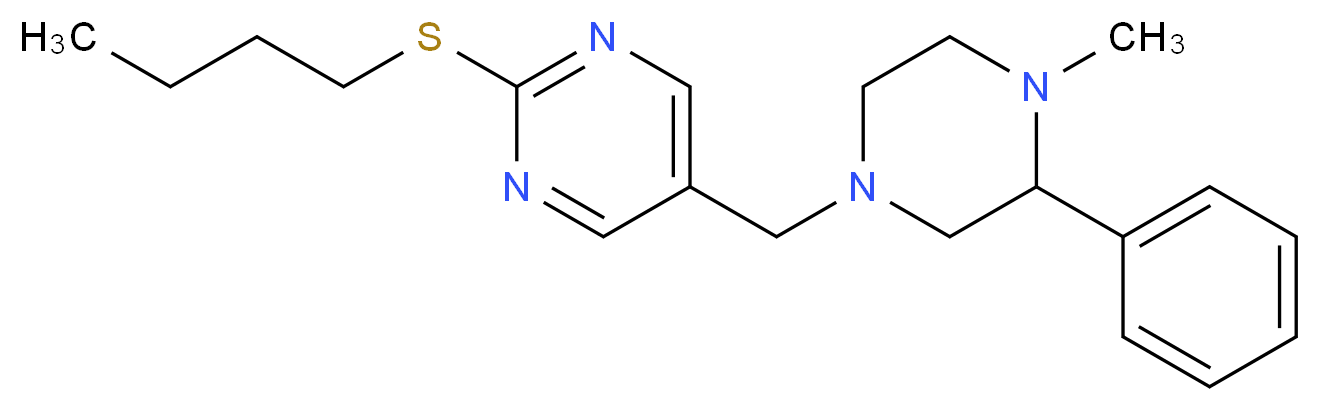 2-(butylthio)-5-[(4-methyl-3-phenylpiperazin-1-yl)methyl]pyrimidine_分子结构_CAS_)