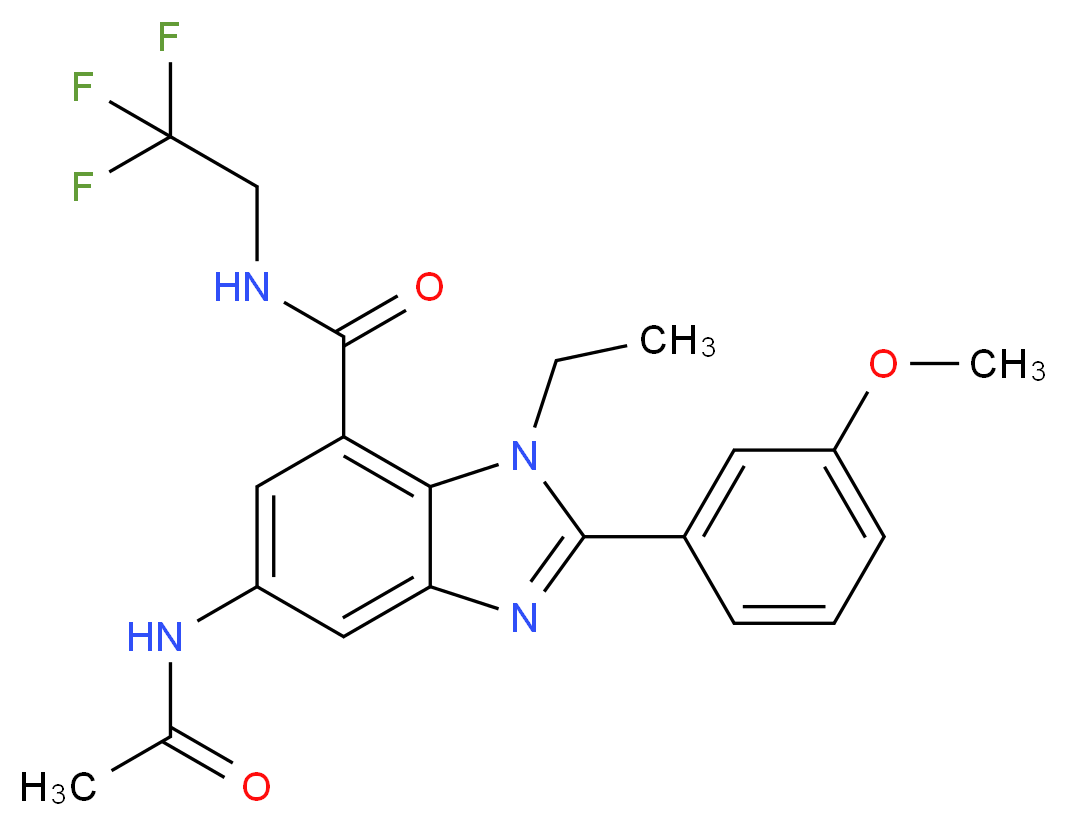 5-(acetylamino)-1-ethyl-2-(3-methoxyphenyl)-N-(2,2,2-trifluoroethyl)-1H-benzimidazole-7-carboxamide_分子结构_CAS_)