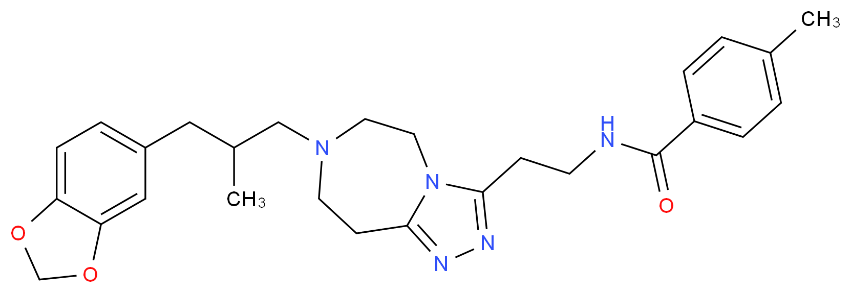 N-(2-{7-[3-(1,3-benzodioxol-5-yl)-2-methylpropyl]-6,7,8,9-tetrahydro-5H-[1,2,4]triazolo[4,3-d][1,4]diazepin-3-yl}ethyl)-4-methylbenzamide_分子结构_CAS_)