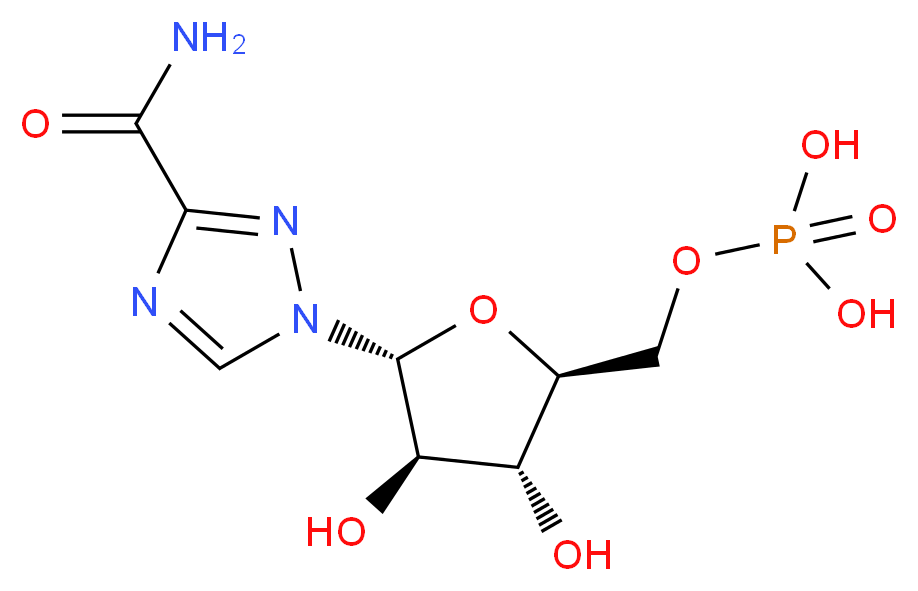 {[(2S,3R,4R,5R)-5-(3-carbamoyl-1H-1,2,4-triazol-1-yl)-3,4-dihydroxyoxolan-2-yl]methoxy}phosphonic acid_分子结构_CAS_40925-28-8