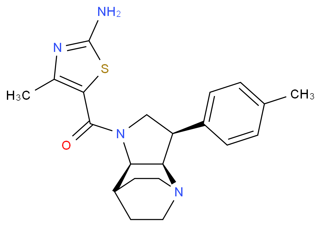 4-methyl-5-{[(3R*,3aR*,7aR*)-3-(4-methylphenyl)hexahydro-4,7-ethanopyrrolo[3,2-b]pyridin-1(2H)-yl]carbonyl}-1,3-thiazol-2-amine_分子结构_CAS_)